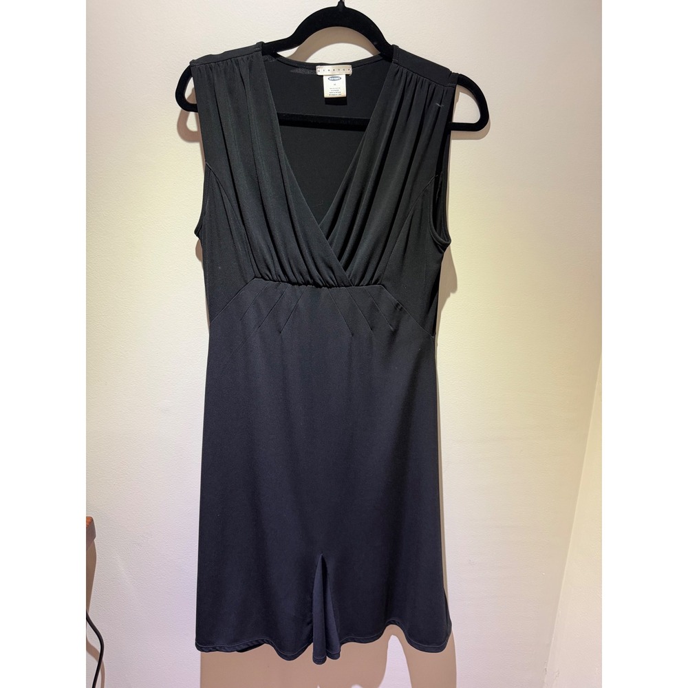 Old Navy Womens Black V-Neck Empire Waist Sleeveless Midi Dress Stretch Size M